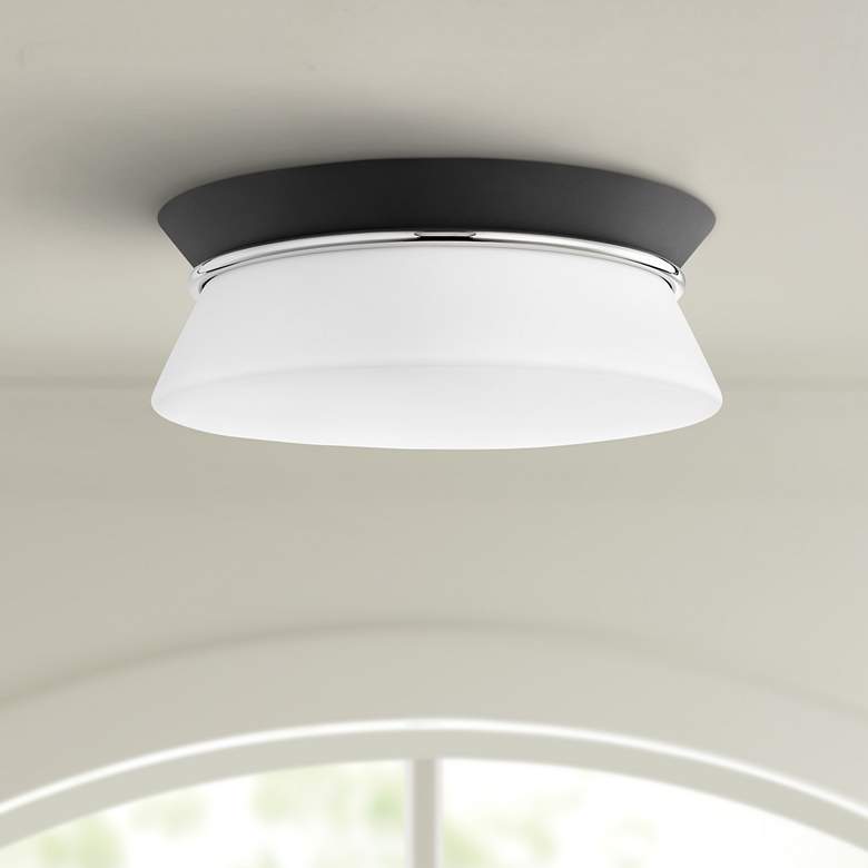 Image 1 Mitzi Cath 12 3/4"W Polished Nickel Black Ceiling Light