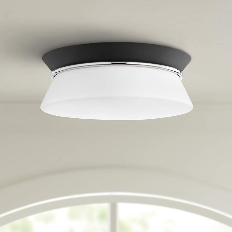 Image 1 Mitzi Cath 12 3/4 inchW Polished Nickel Black Ceiling Light