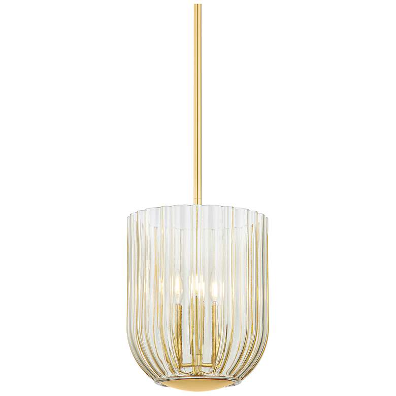 Image 3 Mitzi Cece 11" Wide 3-Light Modern Brass and Glass Bowl Pendant