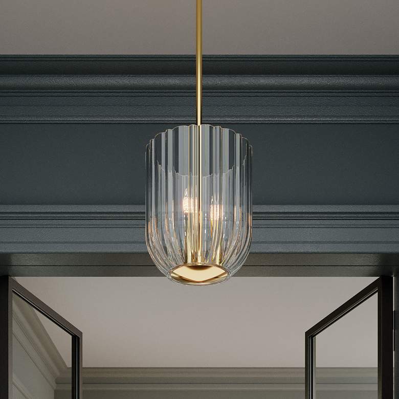 Image 2 Mitzi Cece 11" Wide 3-Light Modern Brass and Glass Bowl Pendant