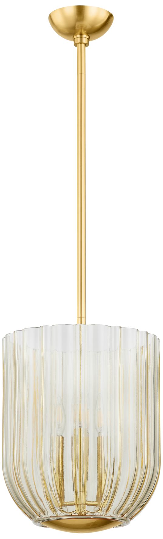 Mitzi Cece 11" Wide 3-Light Modern Brass and Glass Bowl Pendant in scene