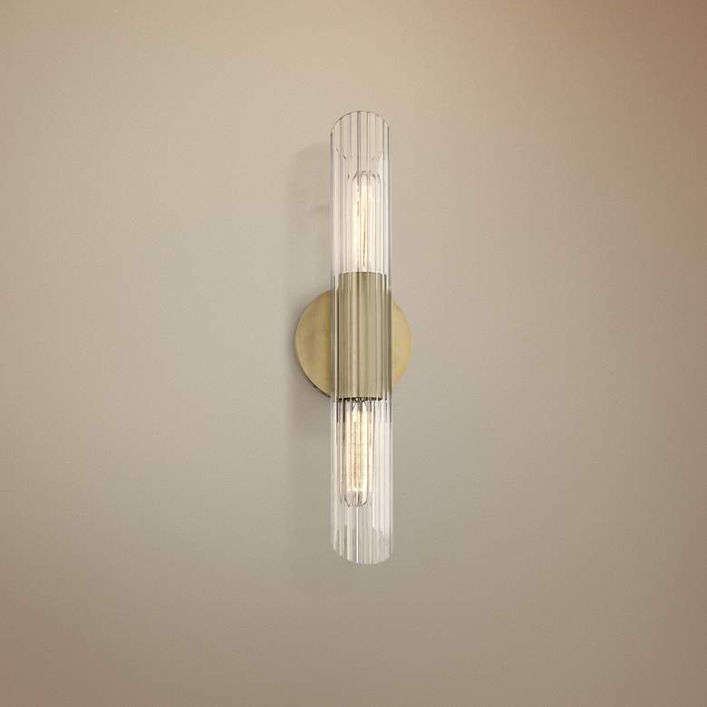 Image 1 Mitzi Cecily 17 1/4 inch High Aged Brass 2-Light Wall Sconce