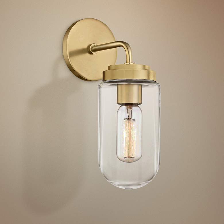 Image 1 Mitzi Clara 12 1/2" High Aged Brass Wall Sconce