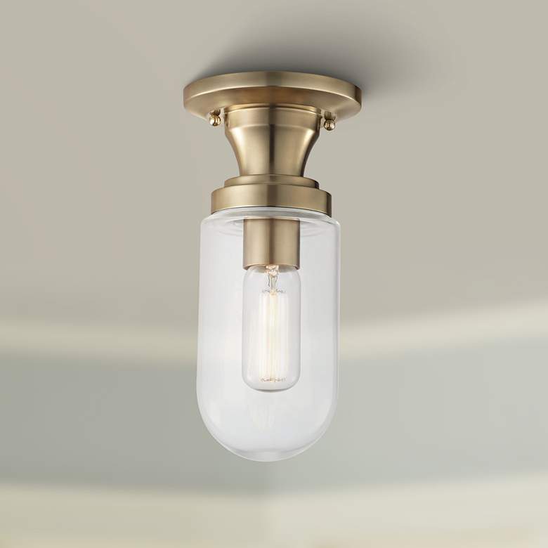 Image 1 Mitzi Clara 4 3/4" Wide Aged Brass Ceiling Light