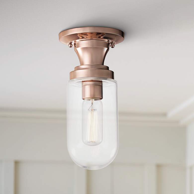 Image 1 Mitzi Clara 4 3/4" Wide Polished Copper Ceiling Light