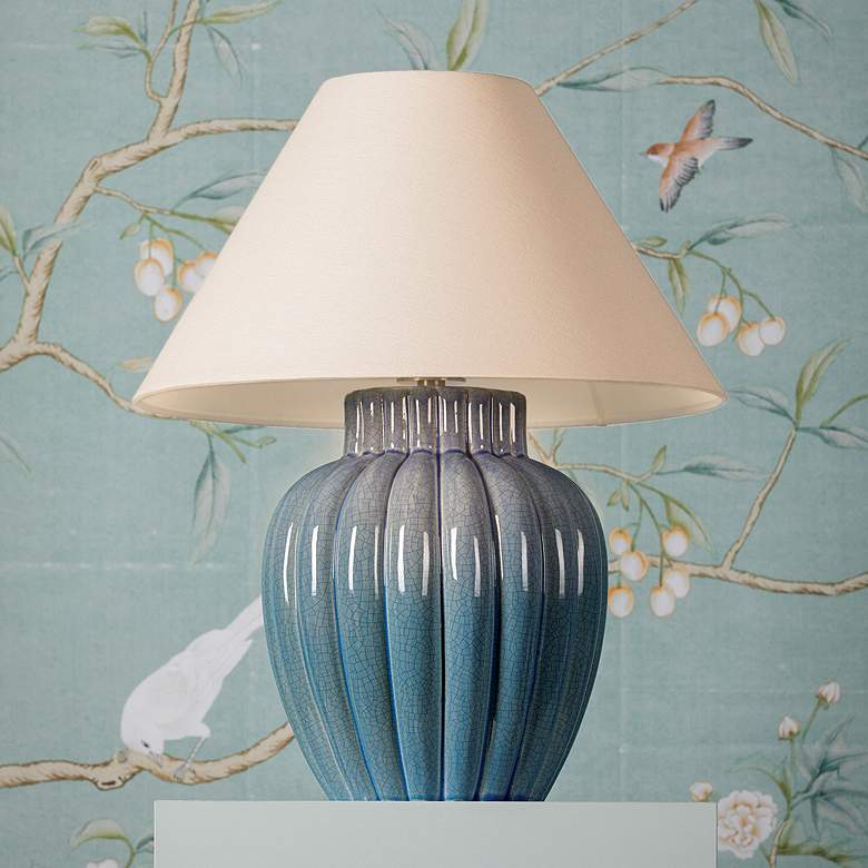 Image 1 Mitzi Clarendon 20" High Modern Urn Blue Metal Accent Table Lamp