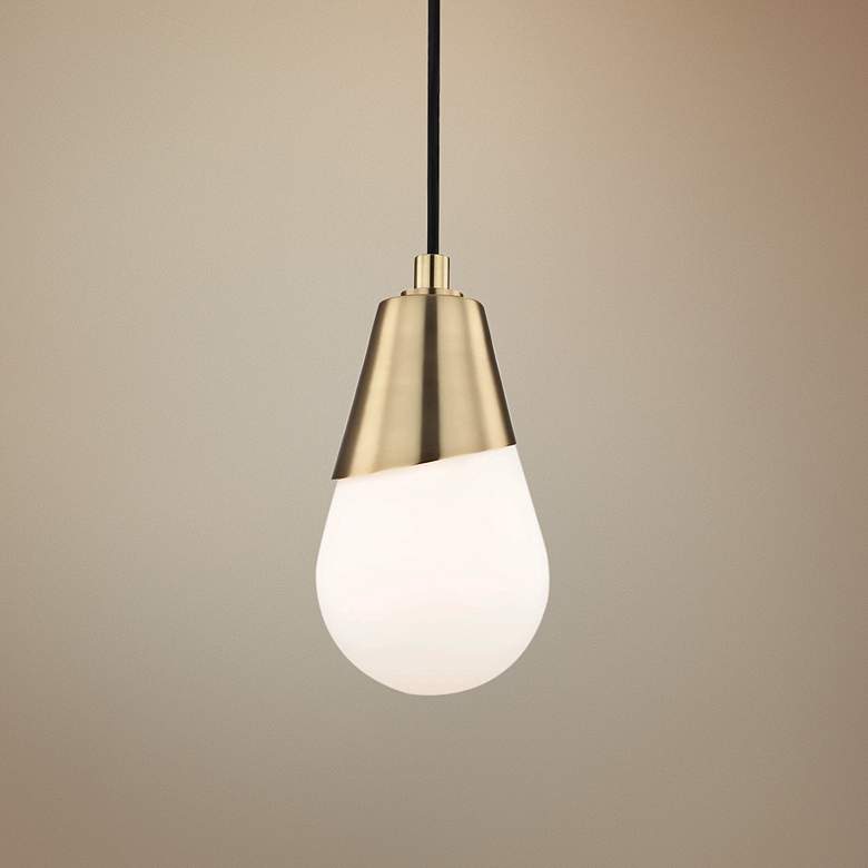 Image 1 Mitzi Cora 5" Wide Aged Brass Modern Mini Pendant