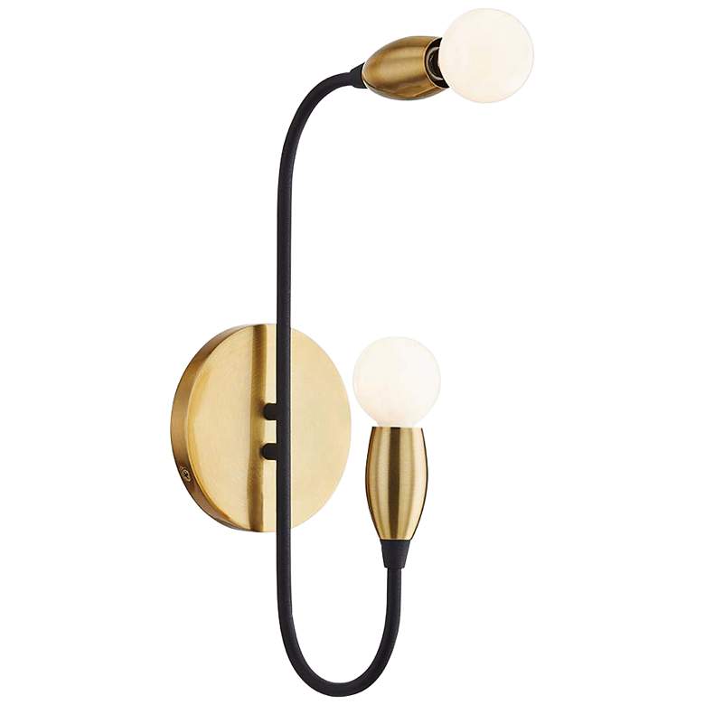 Image 1 Mitzi Dakota 14 1/2" High 2-Light Aged Brass Wall Sconce