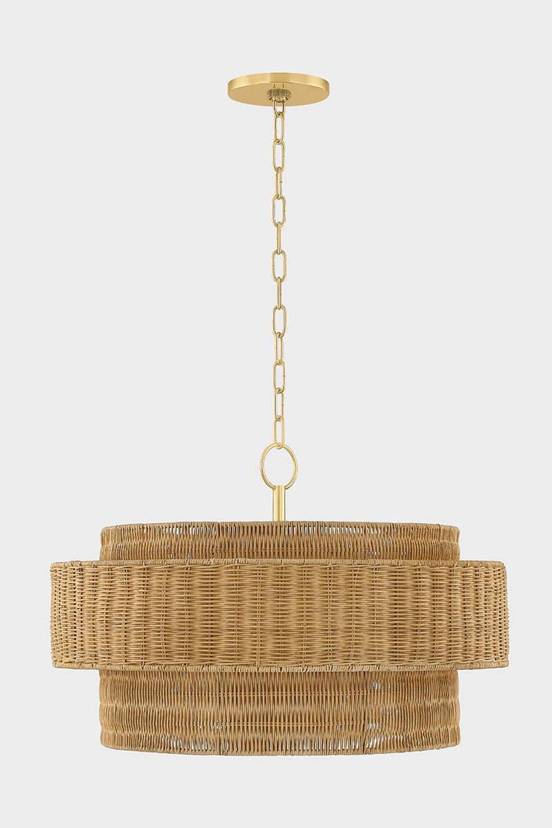 Image 3 Mitzi Danica 24" Wide Brass and Natural Wicker Pendant Light more views