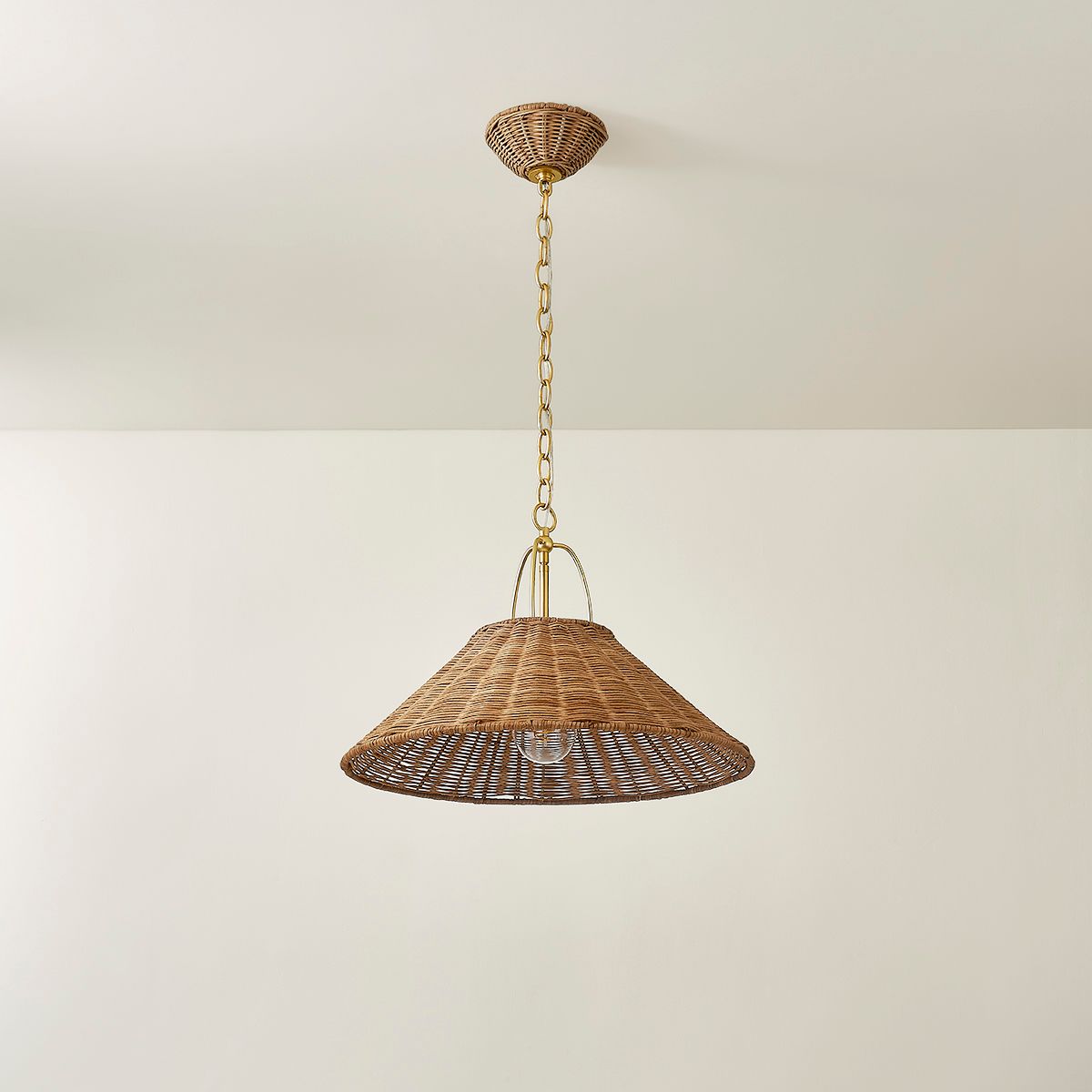 Image 5 Mitzi Davida 20" Wide Aged Brass and Rattan Pendant Light more views