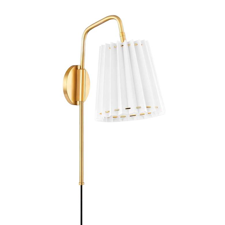 Image 1 Mitzi Demi 20 1/4" High Aged Brass Plug-In Wall Sconce