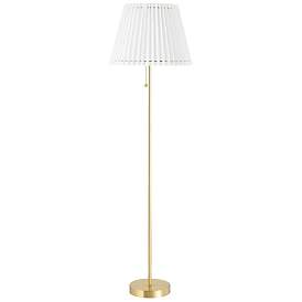 Image1 of Mitzi Demi 62" Classic Pleated Shade Aged Brass LED Floor Lamp