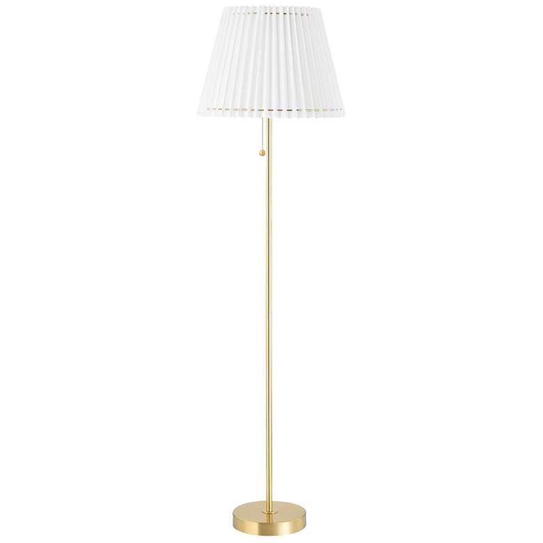 Image 1 Mitzi Demi 62 inch Classic Pleated Shade Aged Brass LED Floor Lamp