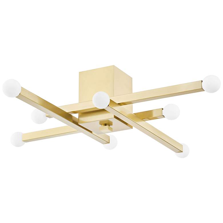 Image 1 Mitzi Dona 32" Wide 8-Light Aged Brass LED Ceiling Light
