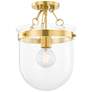 Mitzi Dunbar 10.5" Semi-Flush Mount Aged Brass and Glass Ceiling Light