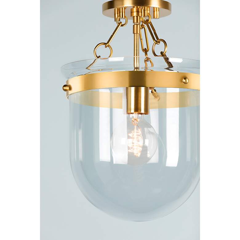 Image 2 Mitzi Dunbar 10.5" Semi-Flush Mount Aged Brass and Glass Ceiling Light more views
