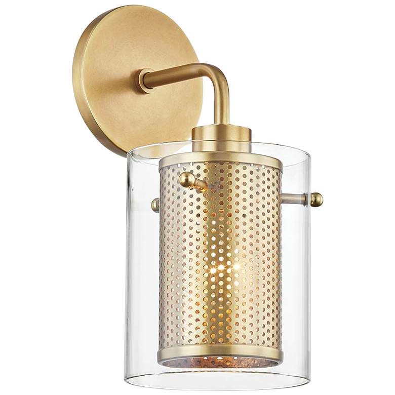 Image 1 Mitzi Elanor 11 3/4" High Aged Brass Wall Sconce