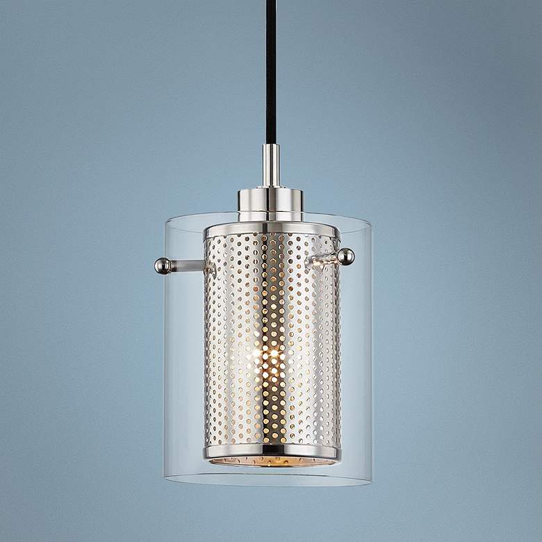 Image 1 Mitzi Elanor 5 1/2"W Polished Nickel w/ Glass Mini Pendant