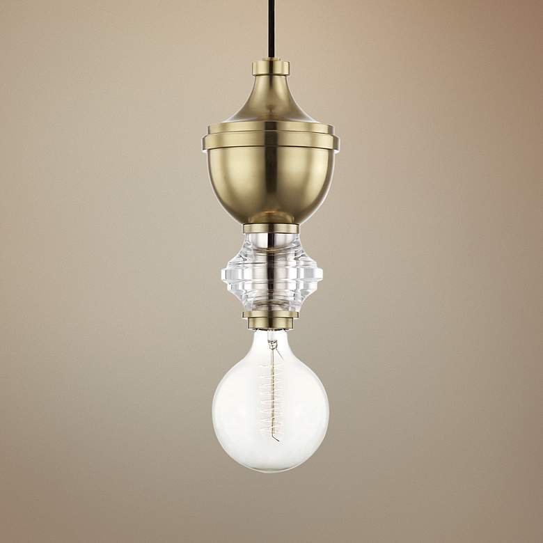 Image 1 Mitzi Elliot 5 3/4" Wide Aged Brass Mini Pendant