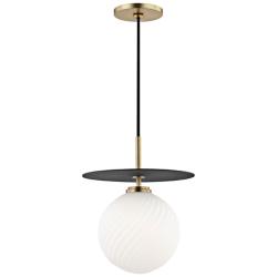 Mitzi Ellis 10 1/4"W Aged Brass and Black LED Mini Pendant