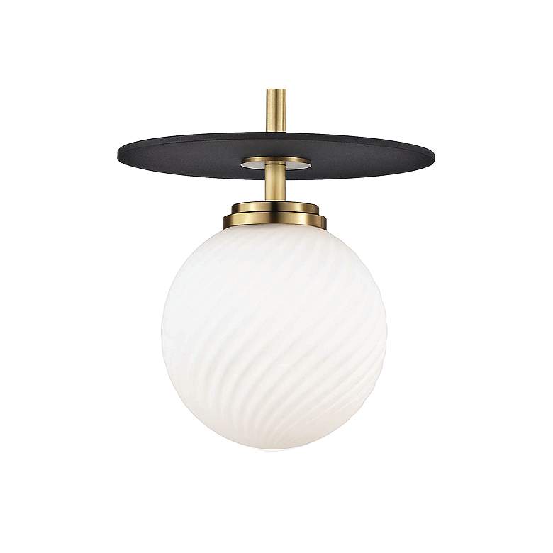 Image 3 Mitzi Ellis 7" Wide Aged Brass and Black Modern LED Mini Pendant more views