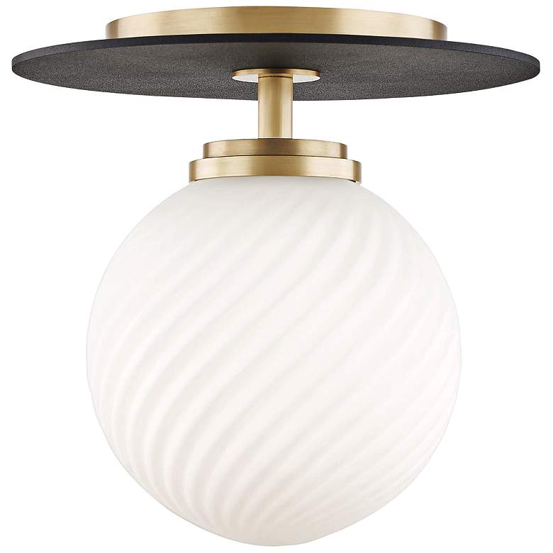 Image 2 Mitzi Ellis 7" Wide Aged Brass LED Ceiling Light