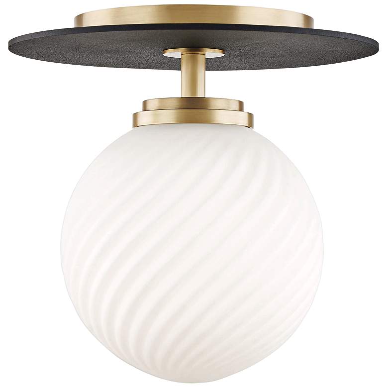 Image 2 Mitzi Ellis 7 inch Wide Aged Brass LED Ceiling Light