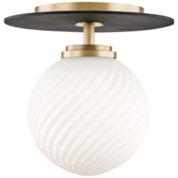 Mitzi Ellis 7" Wide Aged Brass LED Ceiling Light