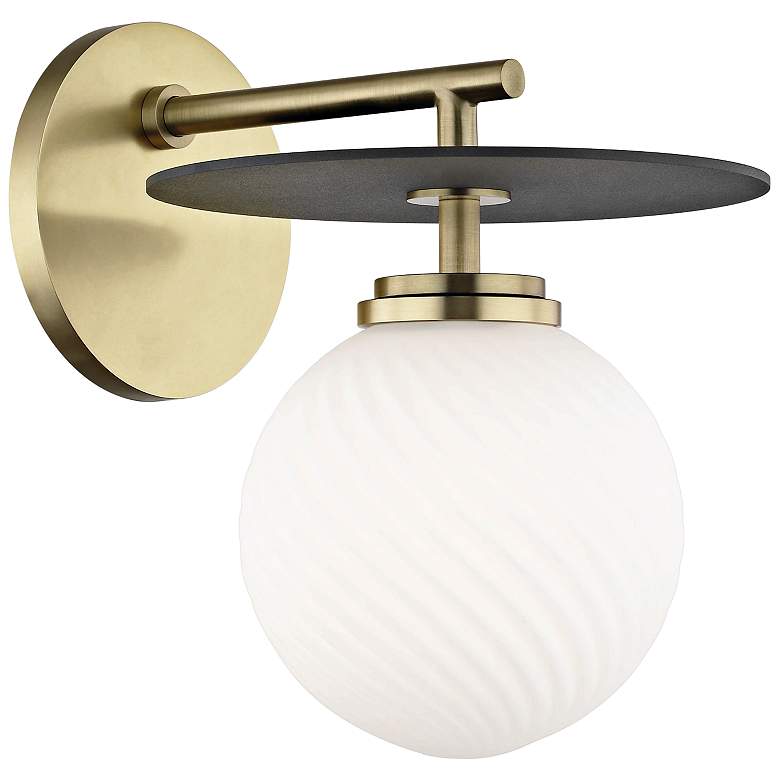 Image 1 Mitzi Ellis 8 3/4" High Aged Brass LED Wall Sconce