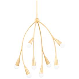 Image1 of Mitzi Elsa 24 1/2" Wide Gold Leaf 8-Light Chandelier