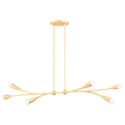 Mitzi Elsa 50" Wide Gold Leaf 6-Light Linear Chandelier