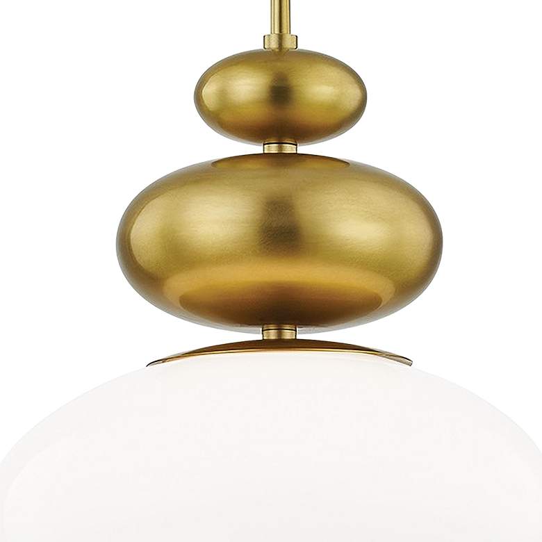 Image 3 Mitzi Elsie 13" Wide Aged Brass and Opal Glass Modern Pendant Light more views