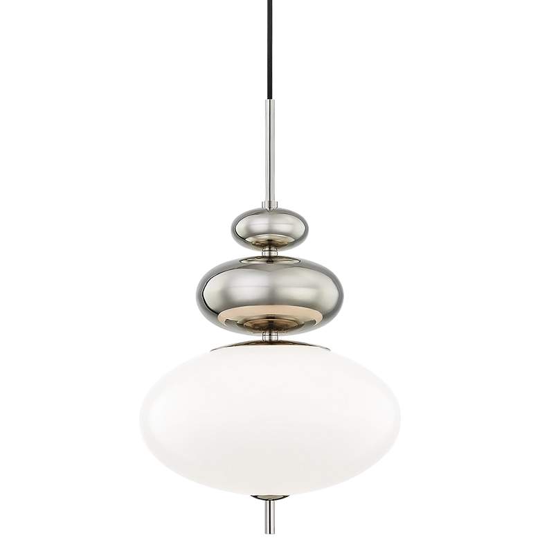 Image 2 Mitzi Elsie 13 inch Wide Polished Nickel Opal Glass Modern Pendant Light