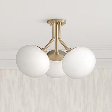 Mitzi Estee 19" Aged Brass 3-Light White Glass Globe Ceiling Light
