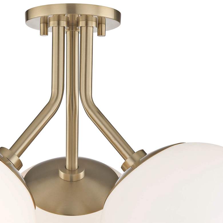 Image 3 Mitzi Estee 19" Aged Brass 3-Light White Glass Globe Ceiling Light more views