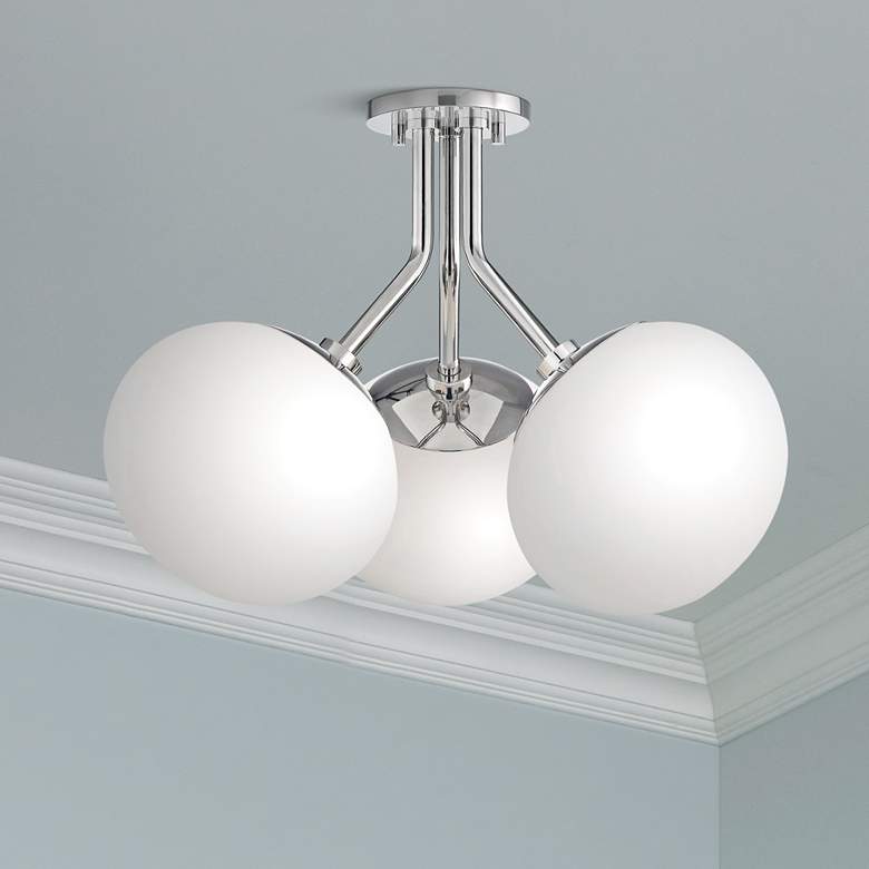 Image 1 Mitzi Estee 19" Wide Polished Nickel 3-Light Ceiling Light