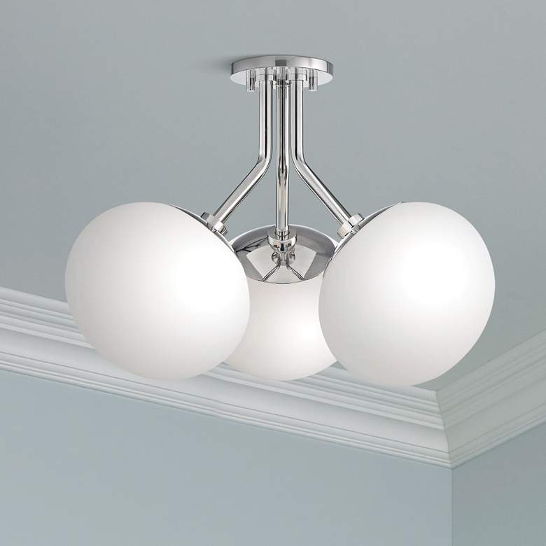 Image 1 Mitzi Estee 19 inch Wide Polished Nickel 3-Light Ceiling Light