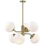 2_Mitzi Estee 28" Wide Aged Brass White Glass Modern 6-Light Chandelier