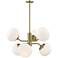 Mitzi Estee 28" Wide Aged Brass White Glass Modern 6-Light Chandelier