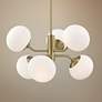 1_Mitzi Estee 28" Wide Aged Brass White Glass Modern 6-Light Chandelier