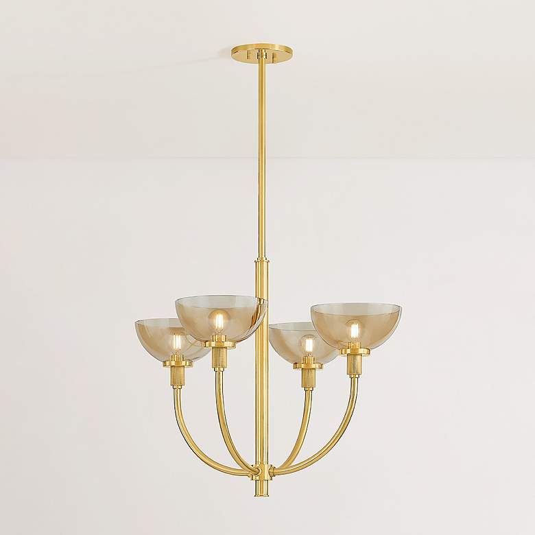 Image 4 Mitzi Eva Chandelier 25.5" in Aged Brass more views