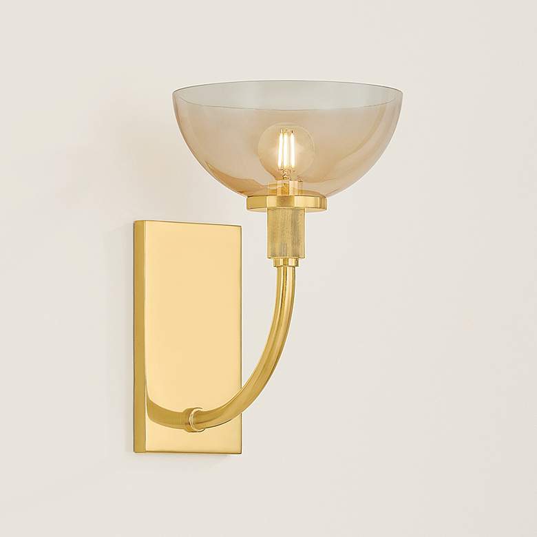 Image 2 Mitzi Eva Wall Sconce 8" in Aged Brass more views