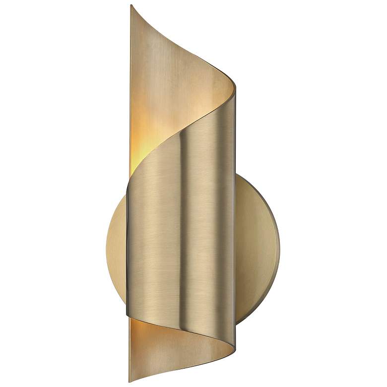 Image 1 Mitzi Evie 9 3/4" High Aged Brass LED Wall Sconce
