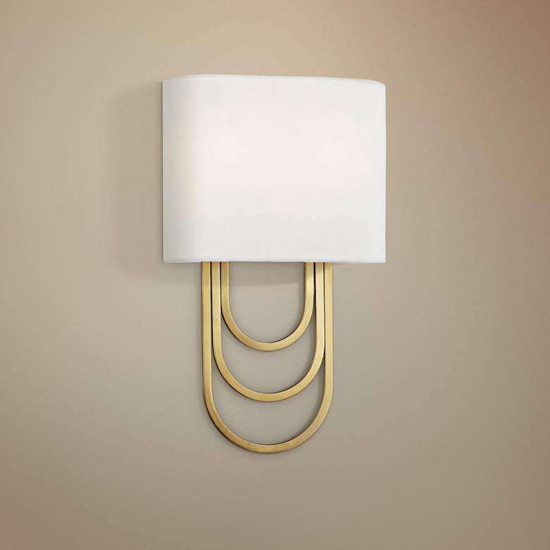 Image 1 Mitzi Farah 13 1/2" High Aged Brass Wall Sconce