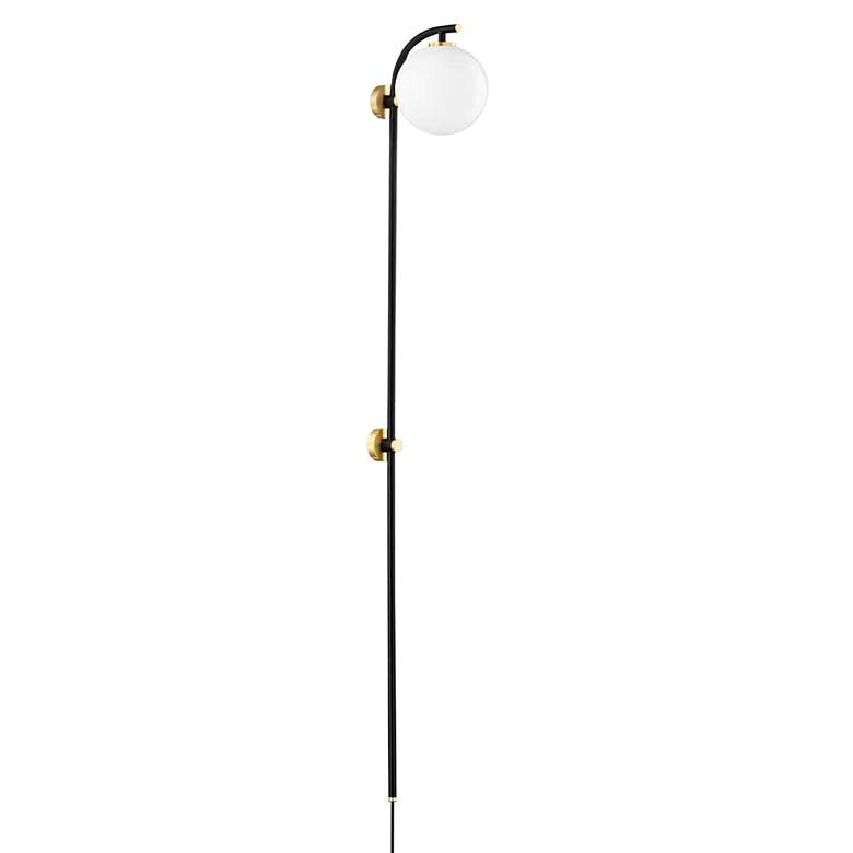 Image 2 Mitzi Faye 43"H Soft Black Aged Brass Plug-In Wall Sconce