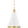 Mitzi Fenimore 12.5" Wide Modern Aged Brass and White Cone Pendant
