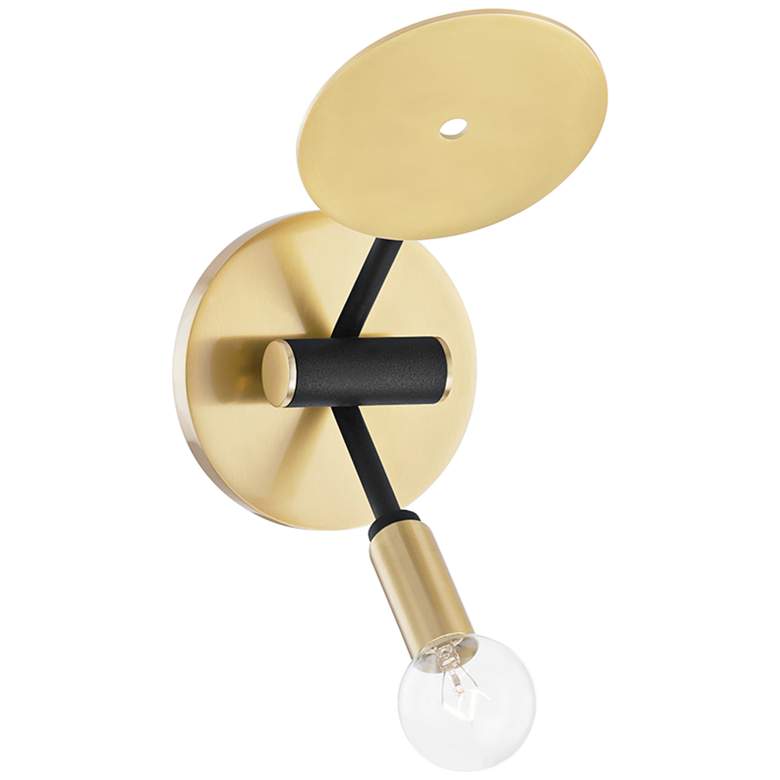 Image 1 Mitzi Fern 11" High Aged Brass and Black Wall Sconce