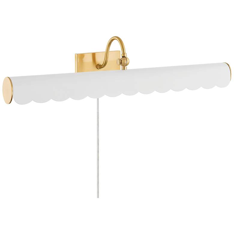 Image 1 Mitzi Fifi 24" Wide Gold and White Scalloped Plug-In Picture Light