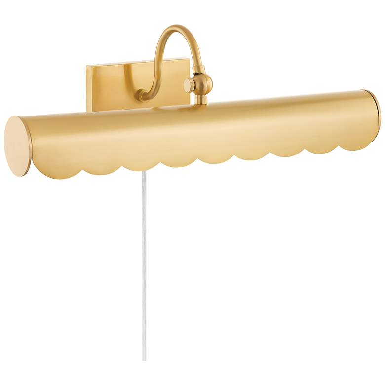 Image 1 Mitzi Fifi 27.5 inch Wide Aged Brass Gold Scalloped Plug-In Picture Light