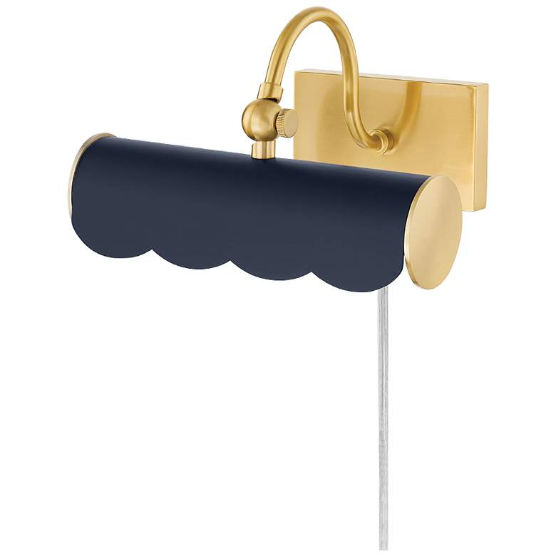 Image 1 Mitzi Fifi 8.75 inch Wide Aged Brass and Black Plug-In Shelf Picture Light